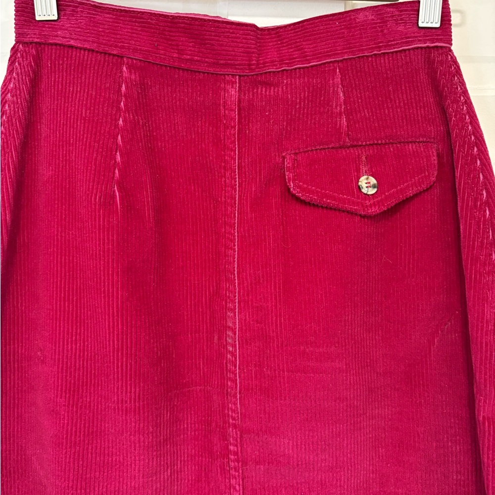 Vtg‎ LL Bean Corduroy Long Wrap Skirt Pink Magenta Pockets USA Cottagecore Sz 8 - Picture 7 of 11